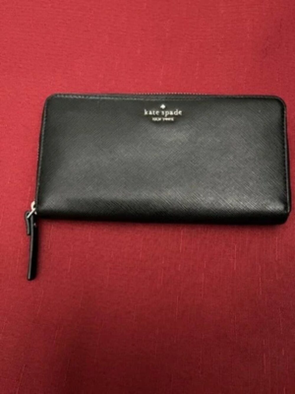 Kate Spade Laurel Way Neda Black Saffiano Leather Zip Around Wallet WLRU2061